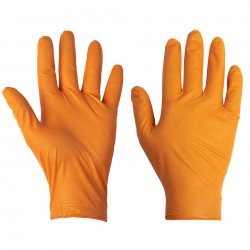 Orange diamond grip nitrile gloves XL